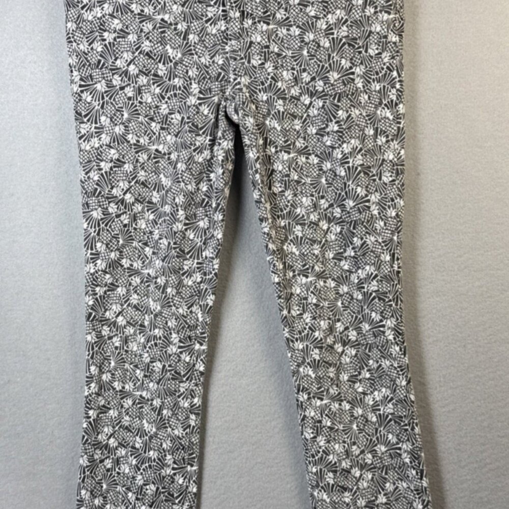 Anthropologie Skinny Pants Womens 0 Bowery Black White Pineapple Geo Fruit Print